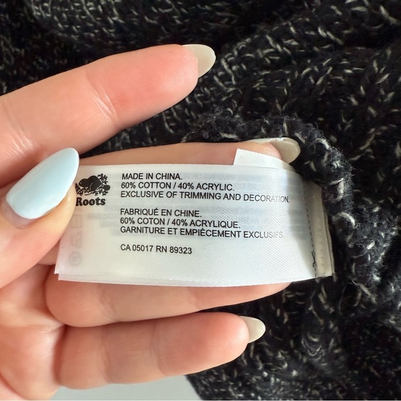 Vintage Roots black & white marled cabin crew knit sweater - Small - Picture 5 of 5